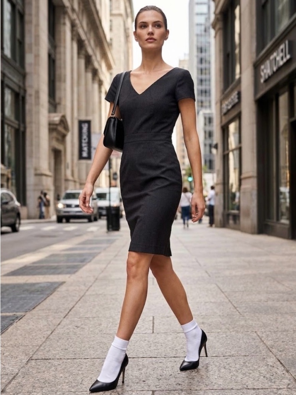 Armani Pinstripe Dress Size 8 Professional Business Fall